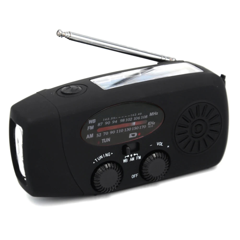 Emergency Solar Power Hand Crank Dynamo Generator 10000mAh Phone Charger Bank SOS AM/FM Weather Flashlight Radio Power Bank