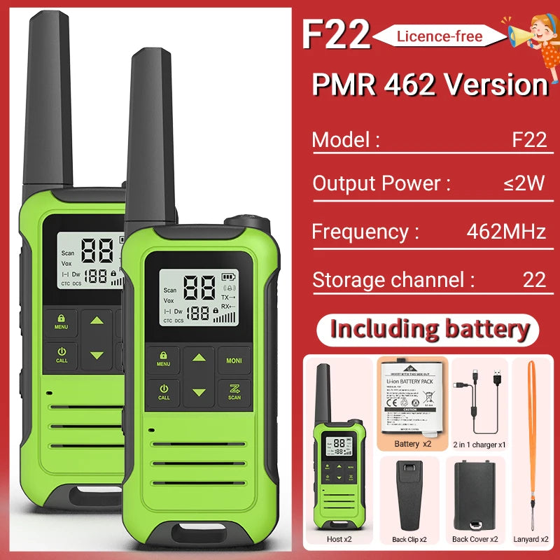 2pcs Baofeng F22 Kids Walkie Talkie Rechargeable Type-C Ham Radio Electronic Toys Birthday Gift Children