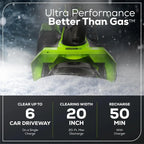 "60v 20-inch cordless snow blower with 5.0ah battery and charger"