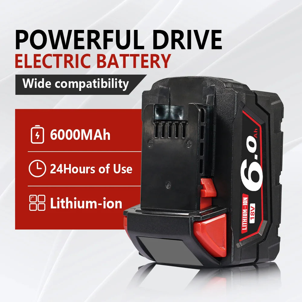 FOR Milwaukee M18 Battery Power Tool Battery 18V 3-6Ah Lithium Rechargeable Battery 48-11-2460 48-11-2412