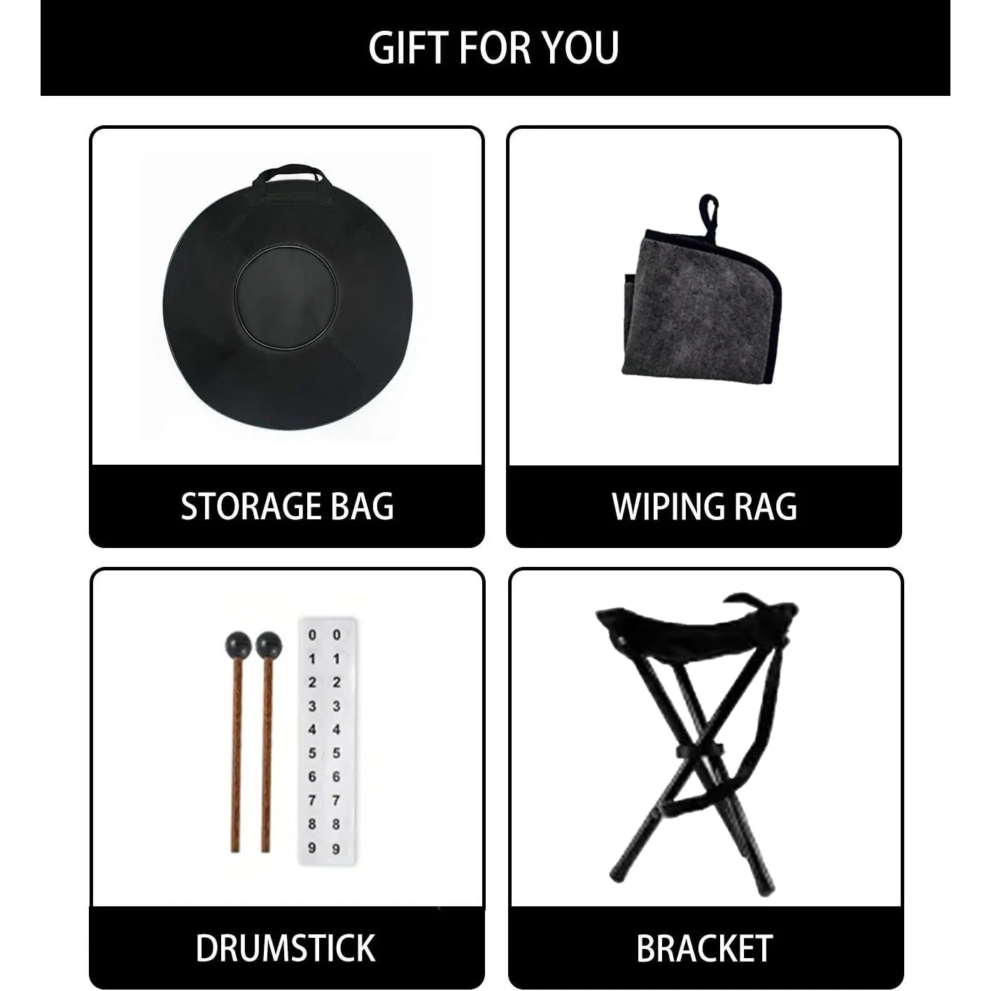 Handpan Drum in D Minor Kurd 9 10 12 Notes 440Hz 22 Inches Steel Hand Drum with Edge Woven Rattan for Professional Performance