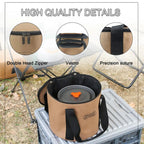 Camping Utensil Bag Portable Pot Organizer Pouch With Zipper Travel Use Cooking Set Storage Pouch Multifunctional Bucket Round