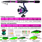 PROBEROS 2.1m Baitcasting/Spinning Fishing Rod Reel Combo Full Set with Line Lure Bag Hooks Freshwater Saltwater Fishing Pesca