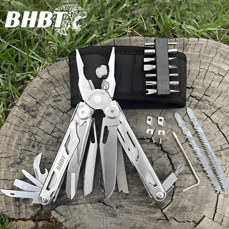 BHBT 37 in 1 Multitool Pliers Folding Multi-functional Tool With Replaceable Saw Blade Portable EDC Outdoor Hand Tools
