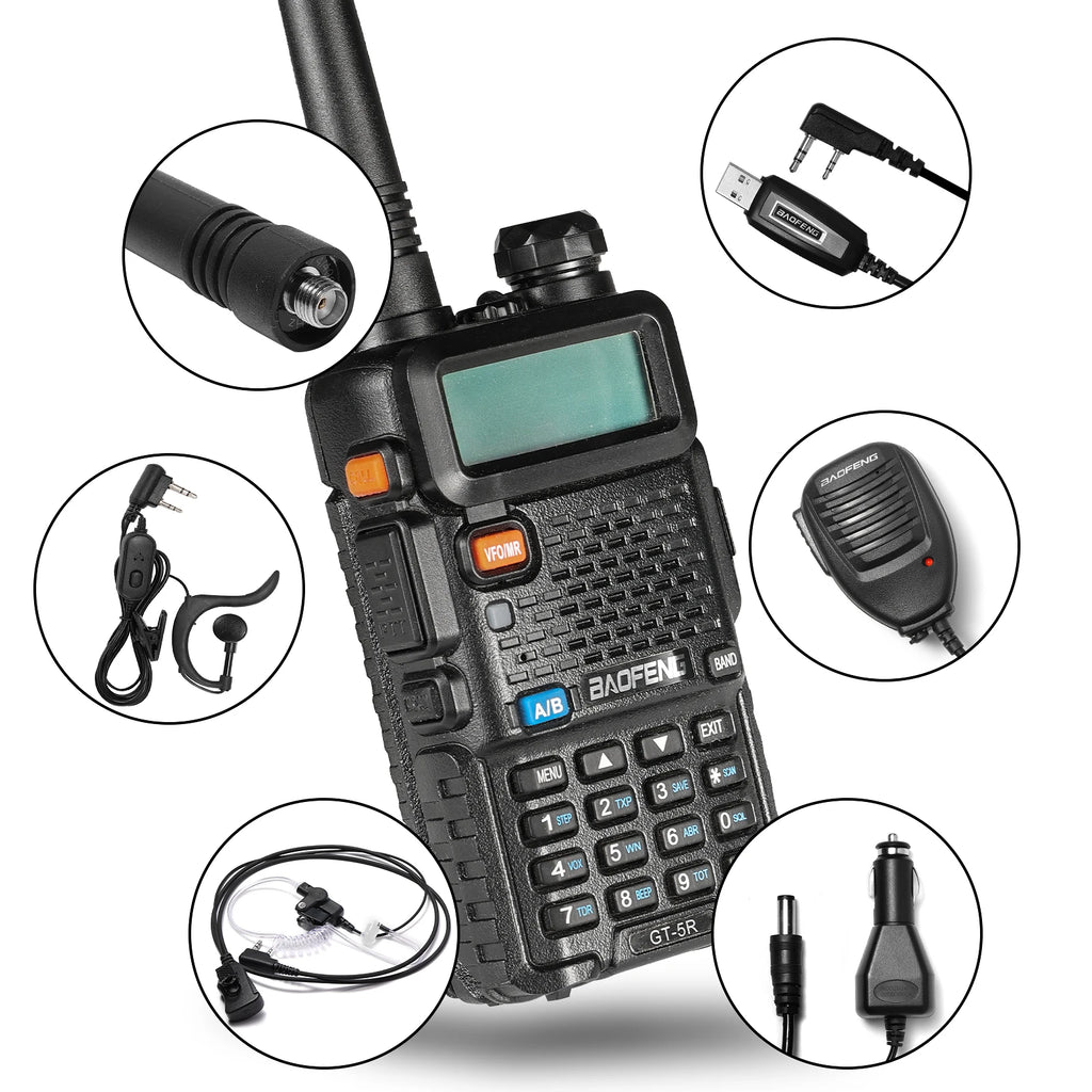 Baofeng GT-5R Handheld Ham radio, Walkie Talkies for Adults, FCC Compliant, Black