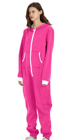 Unisex Sleepwear Jumsuits Hooded Pockets  Zipper Onesies One Piece Solid Pajamas Homewear Long Sleeve Nightwear  Casual Pyjamas