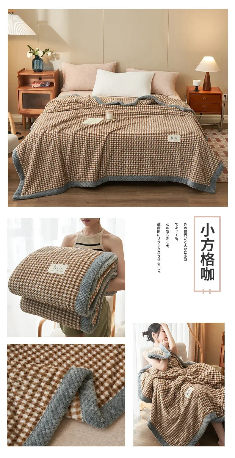 Knit Blanket Throw Soft Chenille Yarn Knitted Blanket Machine Washable Crochet Handmade Knit Throw Blanket for Couch Bed