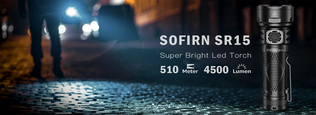 Sofirn SR15 Flashlight 4500LM SFT25R Powerful LED Light 21700 USB C Rechargeable 5V/3A Charge and Discharge Torch