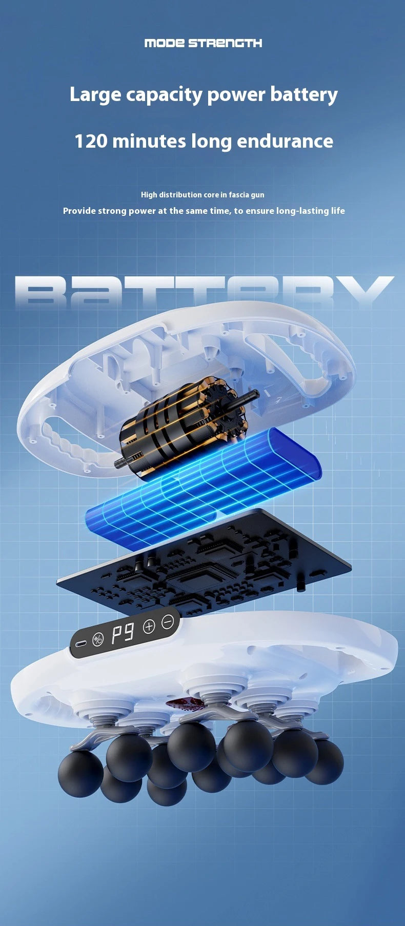 High-Frequency Vibration Full-Bbody Massage Gun Back, Waist, Neck and Shoulder Massager muscle Massager 12/16-Head fascia Gun