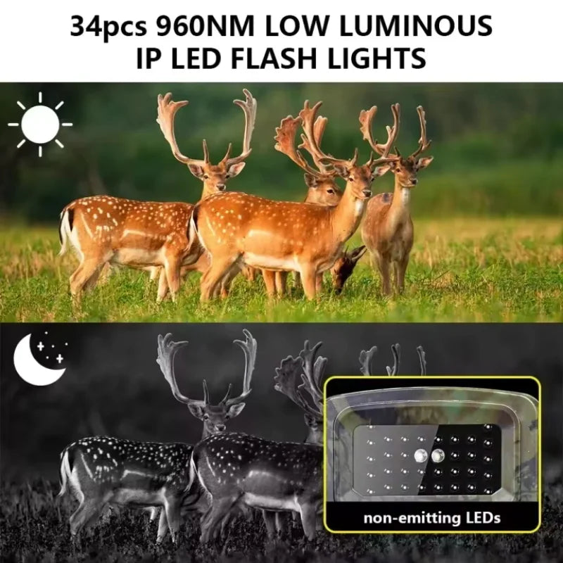 Outdoor 2.7K Wireless Trail Camera Hunting Cameras With Screen Wildlife Surveillance Night Vision Tracking Photo Trap Cams