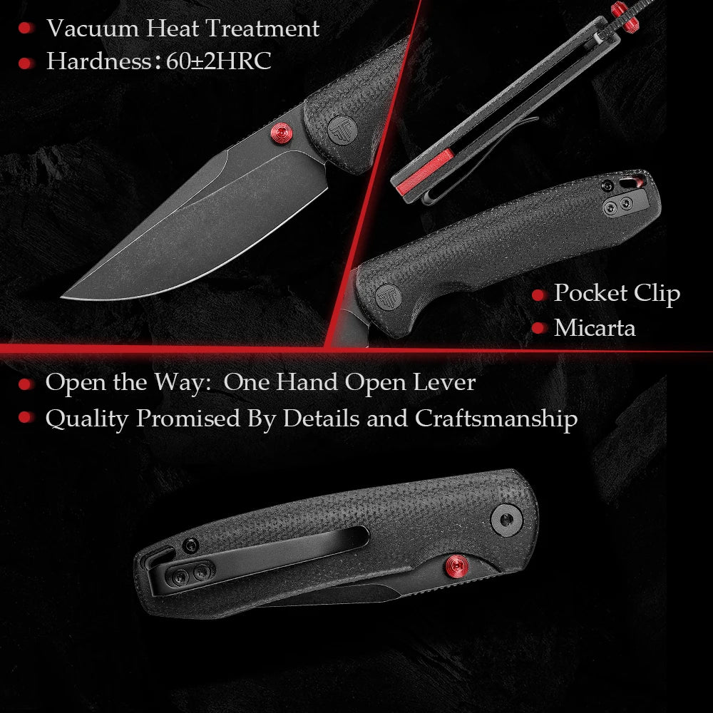 TRIVISA High Quality Folding Pocket Knife with Clip14C28 Blade Micarta Copper Handle Hunting Camping Tactical Outdoor Multi-tool