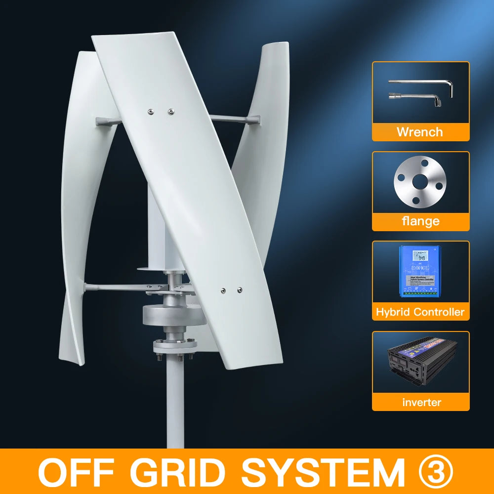 Household Vertical Wind Turbine 3000W 12V/24V/48V Low Noise Free MPPT Controller Duty-Free Delivery In Poland
