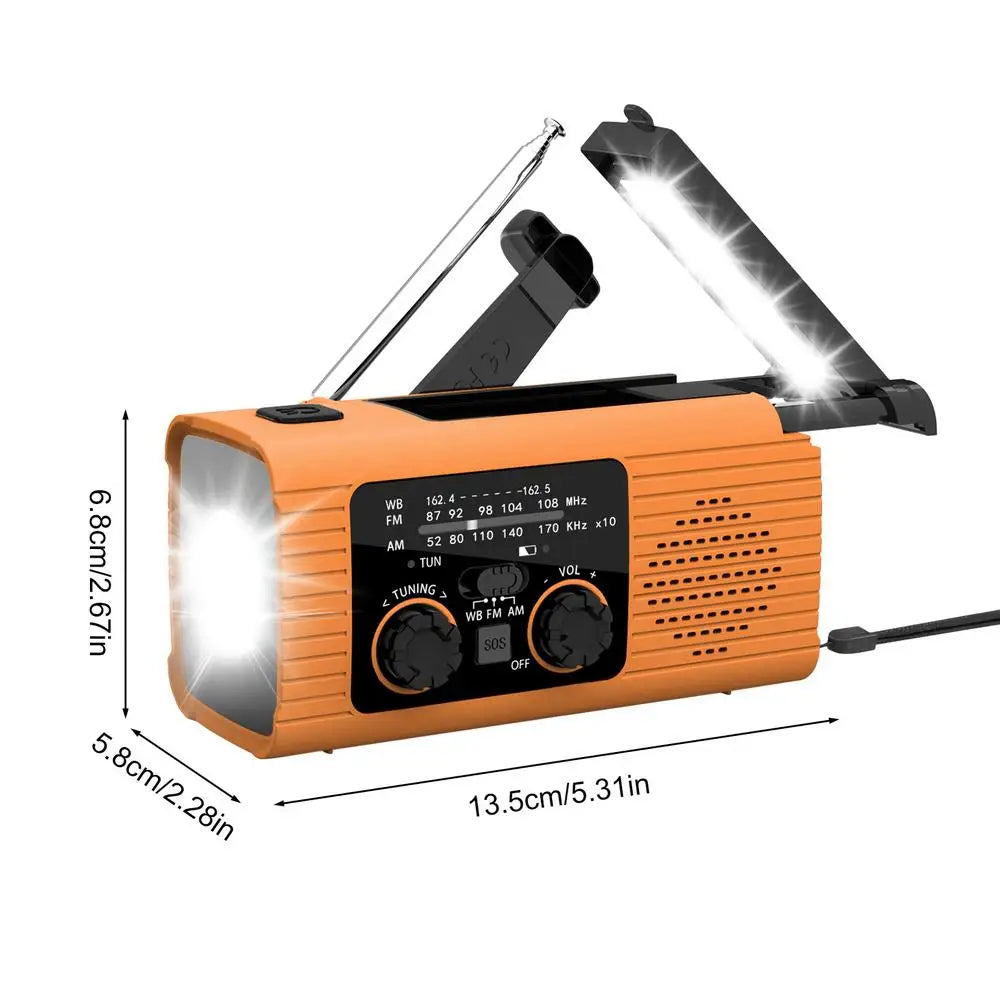 Solar Radio Flashlight For Camping Portable Hand Crank Weather Radio AM/FM/NOAA Radio Crank Radios 3 Way Charging Survival Radio