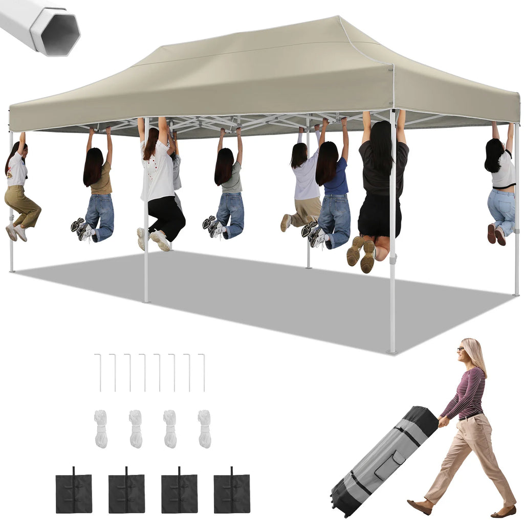 10x20 Heavy Duty Pop Up Canopy Tent for Parties Event Wedding Commercial Instant Canopy with Roller Bag, Party Tent Waterproof