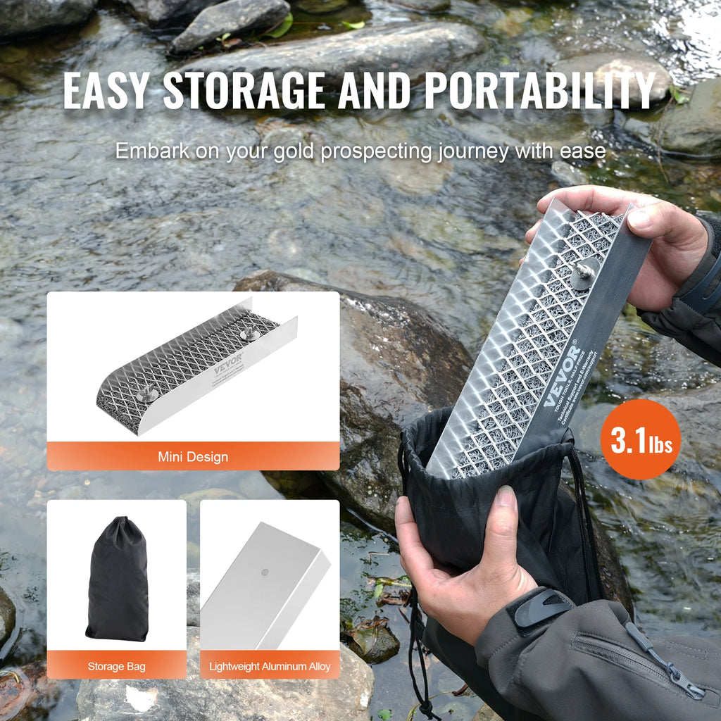 VEVOR Gold Panning Kit With Mini Sluice Box,12/50In Aluminum Gold Mining Equipment, 16/23 PCS Prospecting Kit with Gold Pan