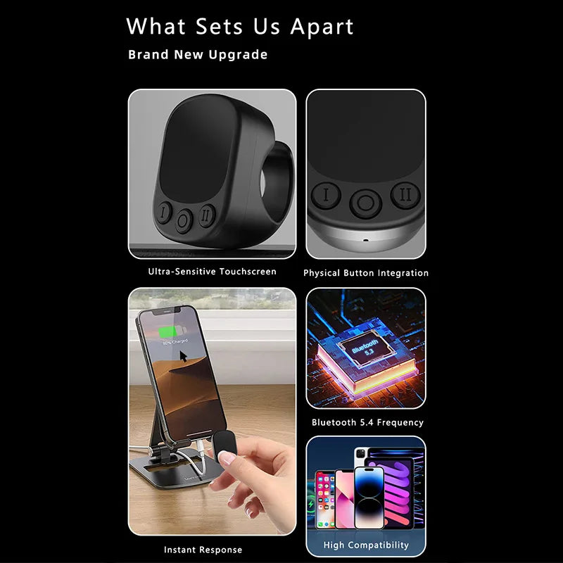 Upgrade Touchpad Mouse Ring Remote Control Smart Automatic Screen Clicker Device Continuous Clicker Scrolling Remote Control