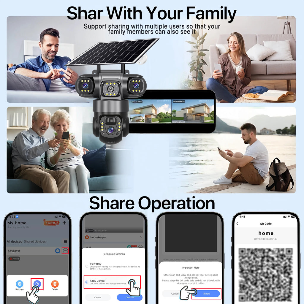 6K 15MP 4G SIM Solar Camera Outdoor 3 Lens 3 Screen Surveillance CCTV PTZ Human Detect Auto Tracking Solar Security Camera V380