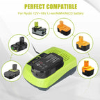 2 Pack 3.5Ah For Ryobi 18V Battery and  Charger Combo Compatible for Ryobi ONE+ Battery P102 P103 P104 P105 P107 P109 P117 P190