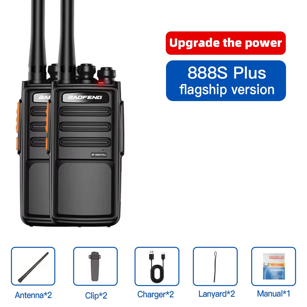 2PCS Baofeng 888SPLUS UHF 400-470MHz Portable Handheld Two-Way Radio Set 16 Channels 3-5km Ran Communication Cars Motorcycles