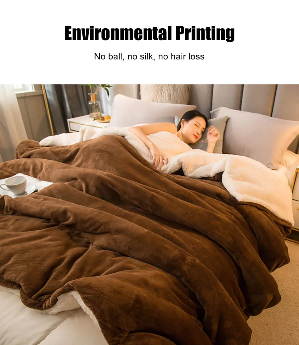 Winter Bed Blankets Solid Color Fleece Blankets Throws Adult Thick Warm Sofa Winter Blanket Super Soft Warm Duvet Cover Luxury