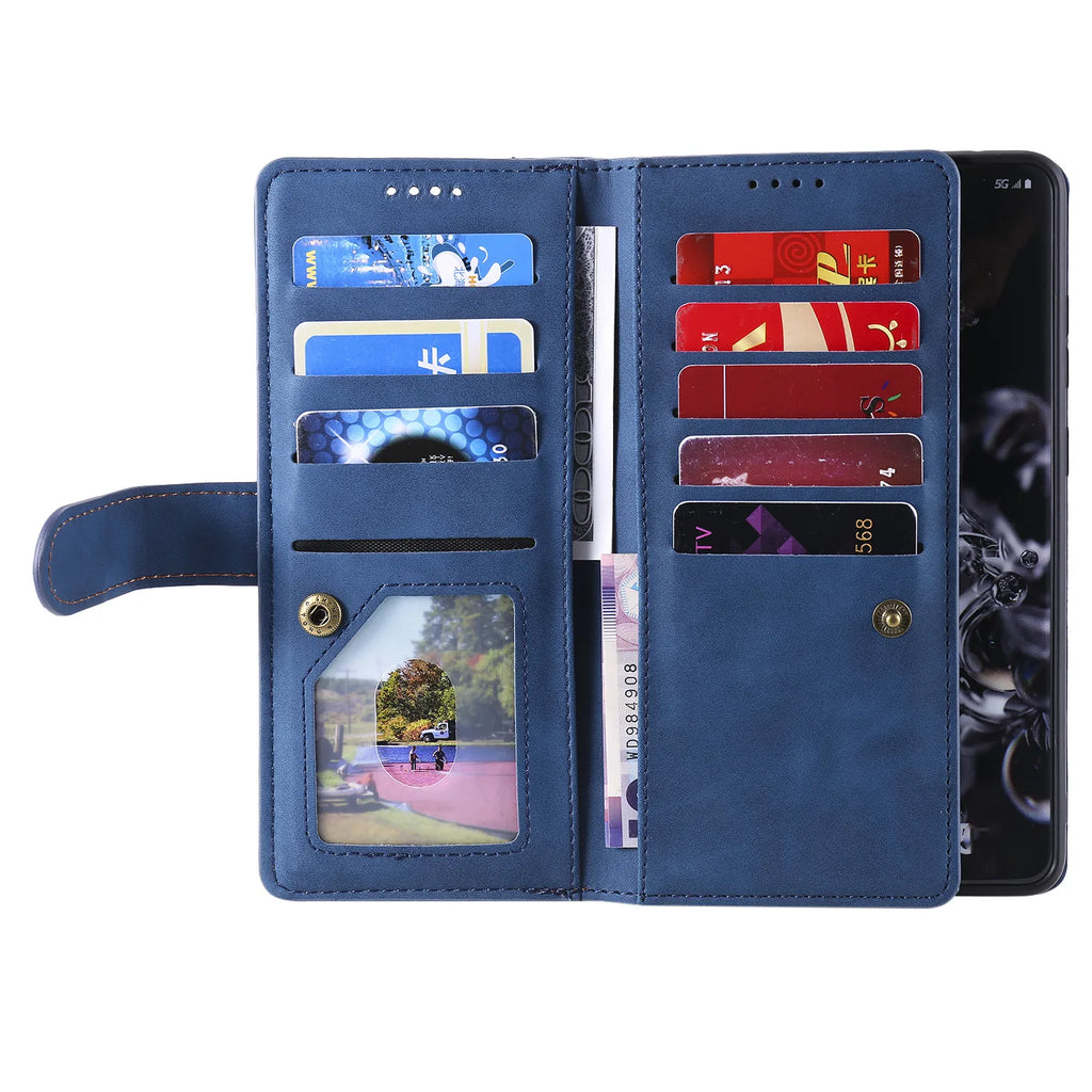 Zipper Wallet Case for Samsung Galaxy S25Ultra S24 Ultra 24FE S25 Plus Leather Case Kickstand Phone Cover Cash Cards Pocket