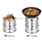 Upgrade Camping Stove & Backpacking Stove with Wood Ash Plate & Foldable Handle , Portable Folding Windproof Wood Burning Stove