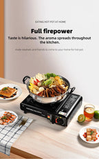 Portable outdoor gas stove, suitable for camping, barbecue cooking and household use. Compact, lightweight and durable gas stove