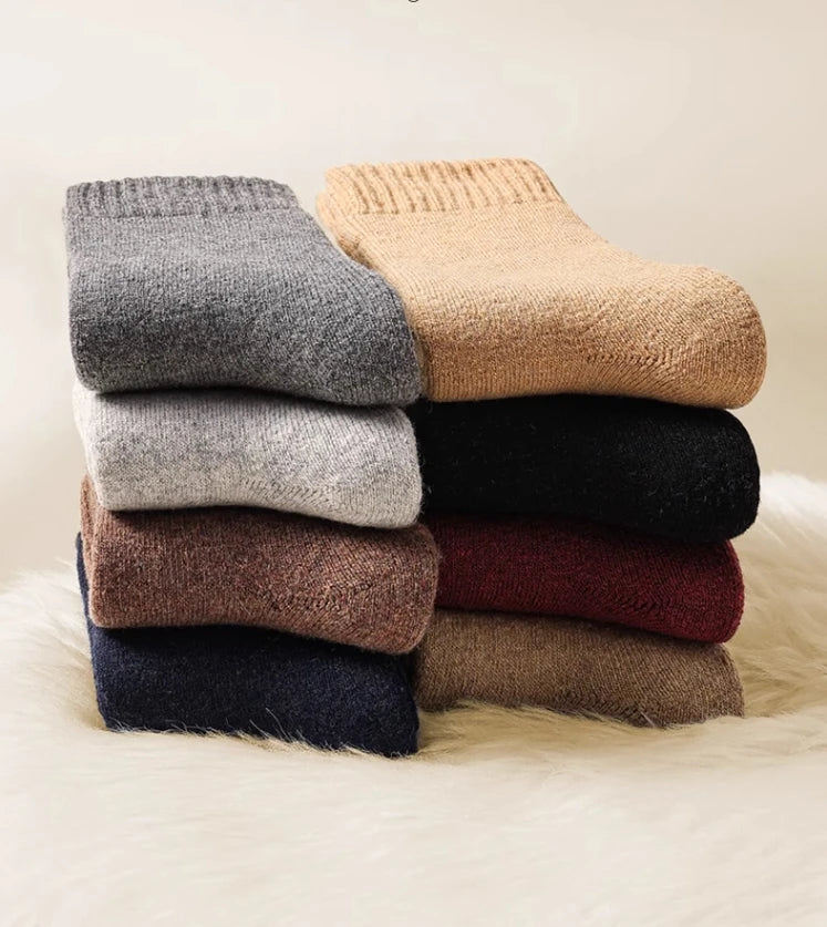 2025 New Winter Warm Women Socks Wool Male Men Socks Super Thicker Solid Socks Merino Wool Socks Against Cold Snow Terry Socks