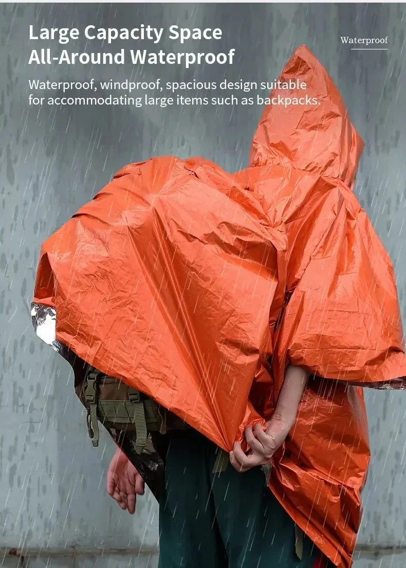 Emergency Raincoat Poncho Waterproof Rainwear Blanket Survival Camping Equipment Cold Insulation Rainwear Camping Equipment