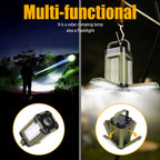 Solar Rechargeable LED Camping Lamp 4 Leaf Foldable Tent Lamp Warm Fire Atmosphere Lamp Outdoor Emergency Lighting Torch Lantern