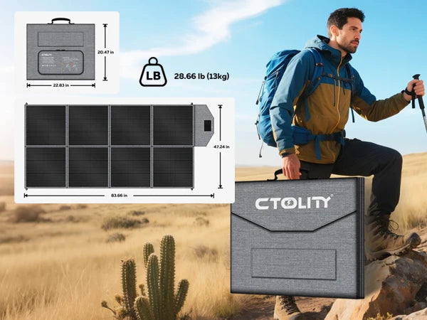 CTOLITY 400W Foldable Solar Panels 41V Portable Solar Charger Generator 23% Efficiency Folding Bag Outdoor Power Supply Camping