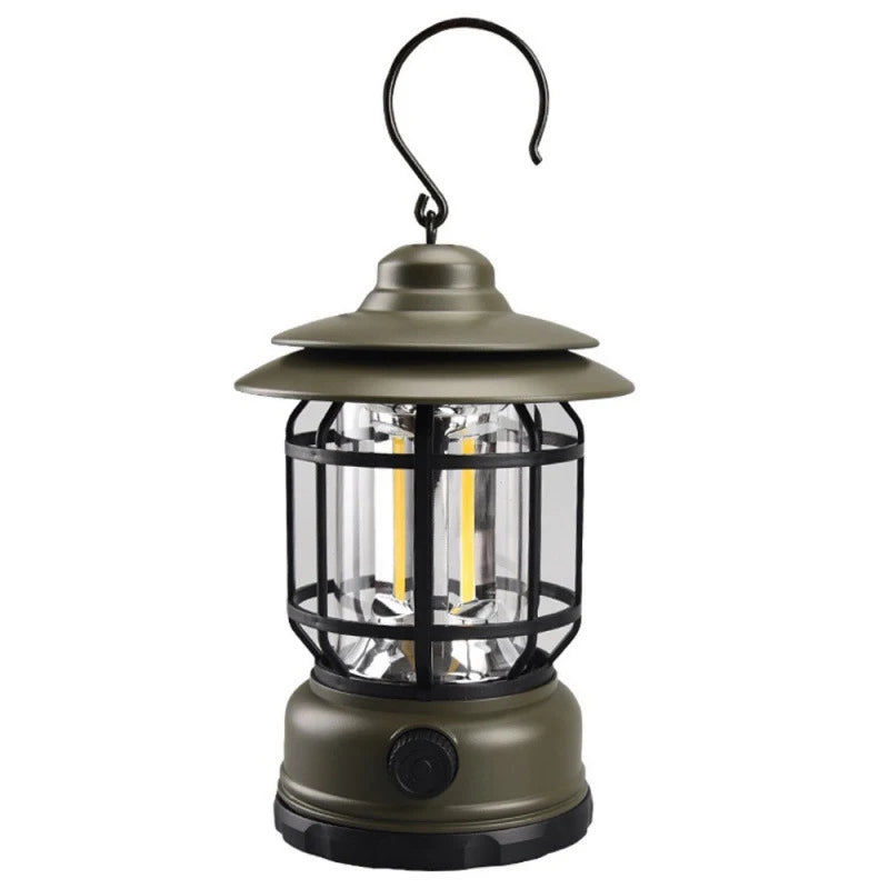 LED Camping Lantern, Handheld Infinite Dimming, Type-C Fast Charging, Rotary Switch & Hook for Home Hiking Fishing Night Walks