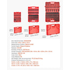 VEVOR 1/4, 3/8 & 1/2 Inch Drive Impact Socket Set, 210-Piece Full Metric/Standard with Extensions & Universal Joint, 3 Cases