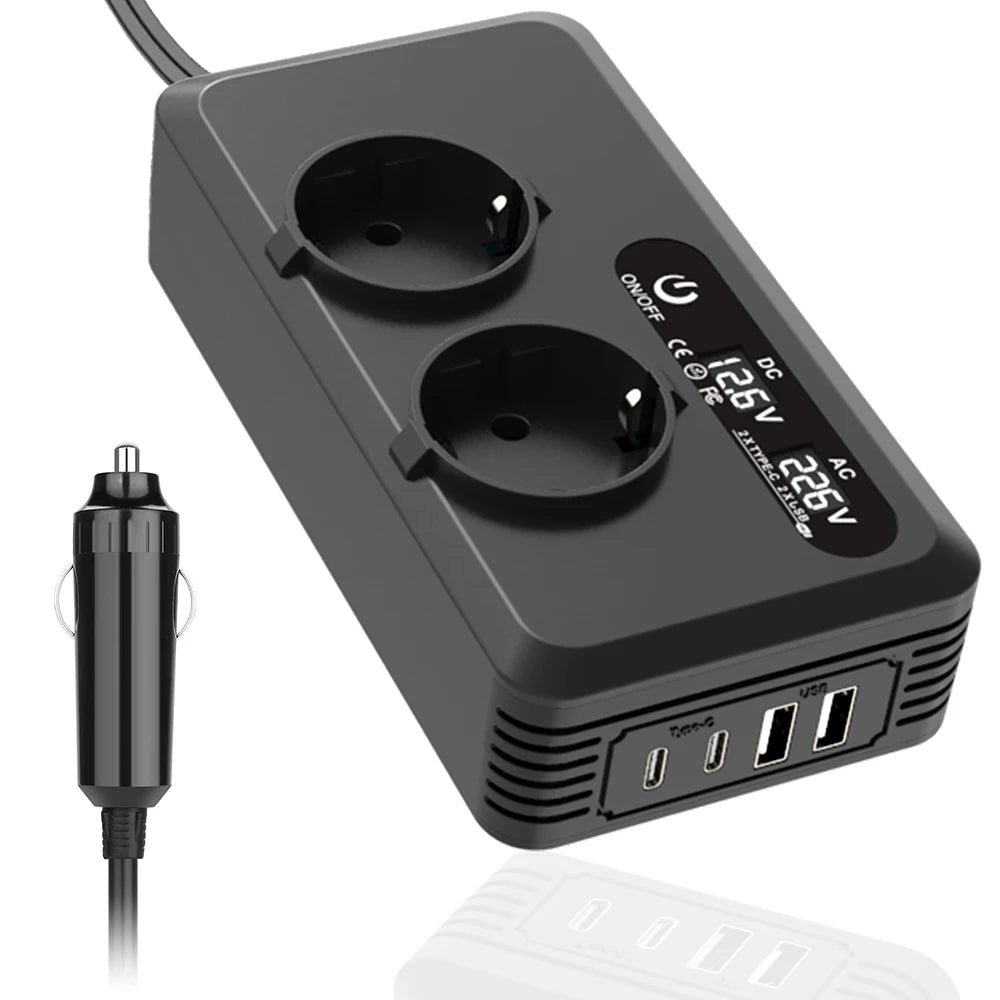 200W Power Inverter Car Mounted Inverter USB Voltage Transformer Portable DC 12V To AC 110V/220V Conversion USB Battery Clip
