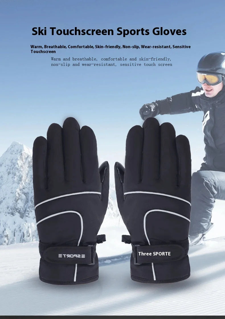 Waterproof Ski Men Glove Winter Touchscreen Thermal Lining Gloves Anti-Slip Warm Water-Repellent Winter Ski-Gloves