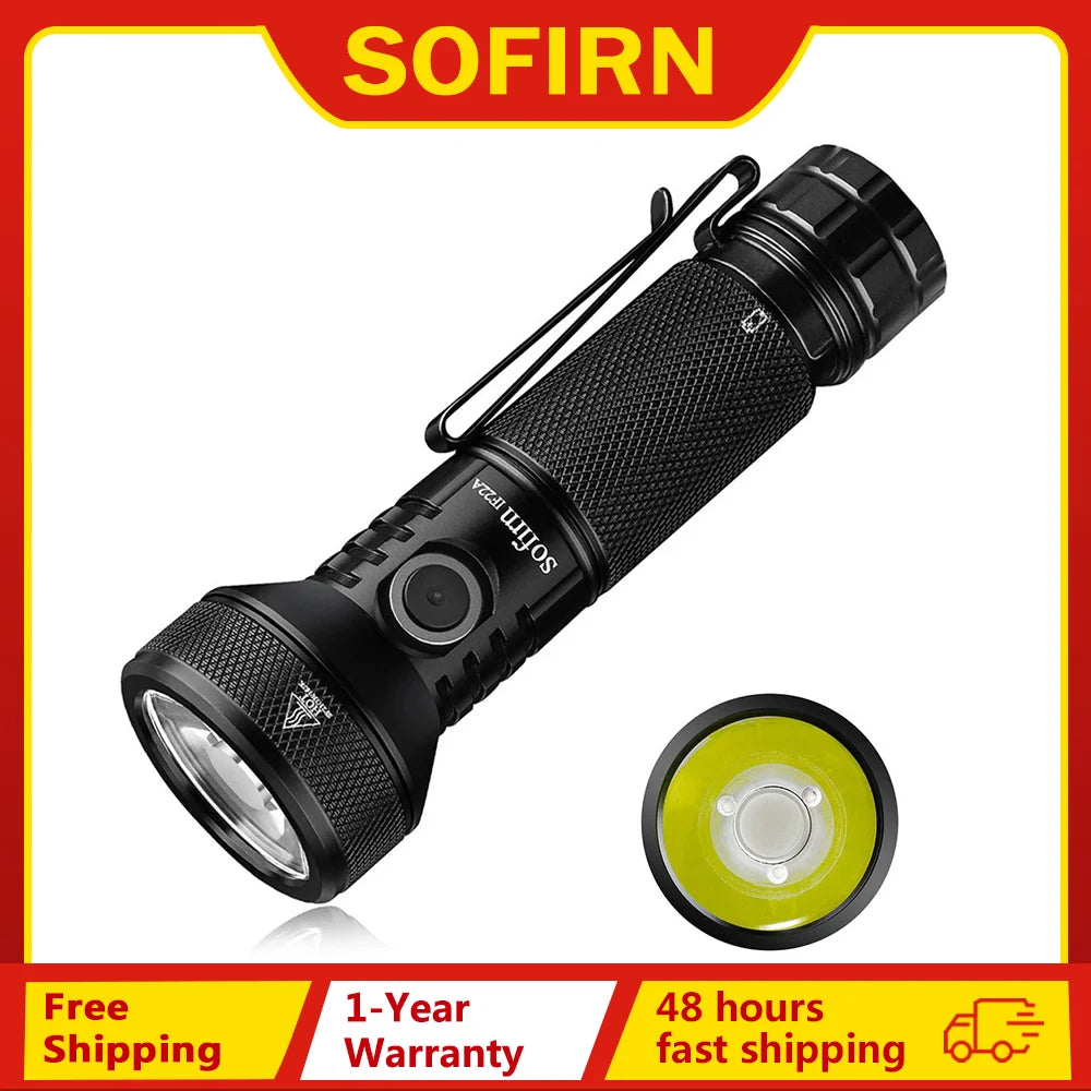 Sofirn IF22A 2100lm Flashlight 21700 Powerful Light SFT40 LED 629M Long Range USB C Rechargeable Charging  Throw Torch