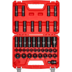 VEVOR 1/4, 3/8 & 1/2 Inch Drive Impact Socket Set, 210-Piece Full Metric/Standard with Extensions & Universal Joint, 3 Cases