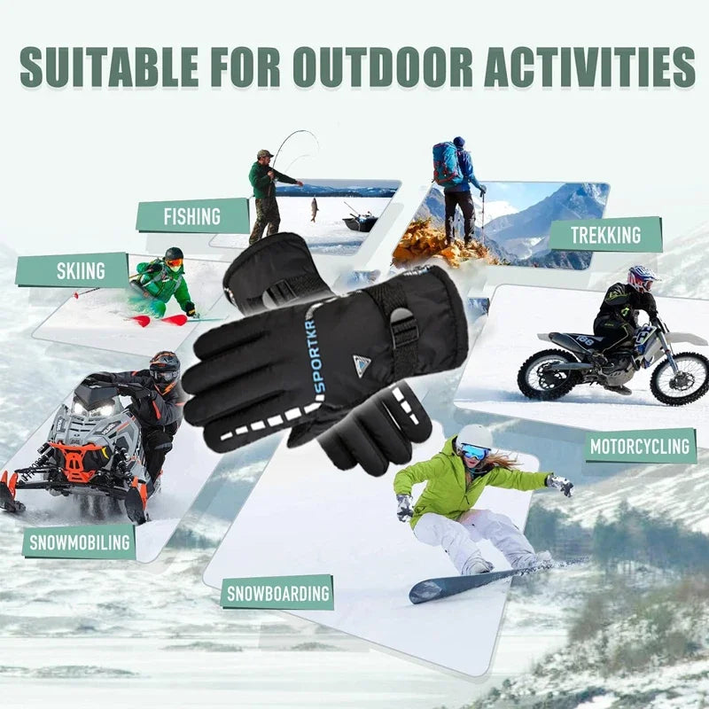 Winter Cycling Gloves Waterproof Antislip Outdoor Sports Ski Cycling Motocycle Warm Gloves Unisex Moto Equipments Accessories
