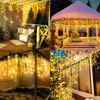 Solar LED Eaves Icicle String Lights 8 Lighting Modes Outdoor Waterproof Christmas Decorations Fairy Lights for Yard Garden