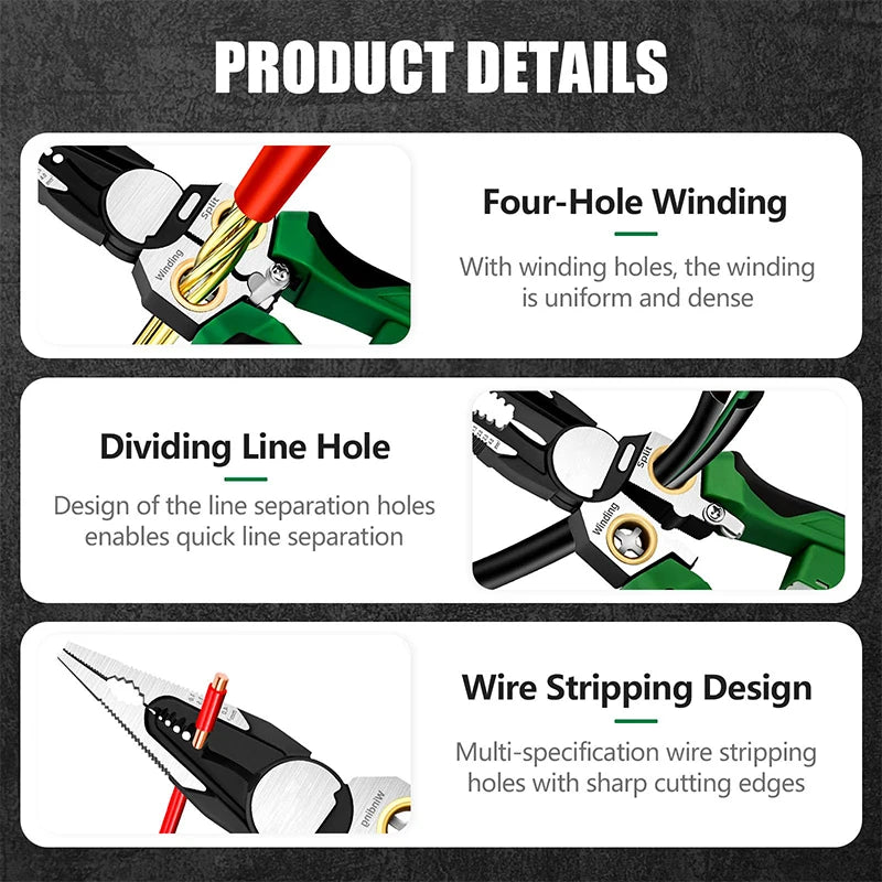 8-in-1 Electrical Stripping Pliers Precision Electrician Pliers Professional Electrician Maintenance Tools Convenient Efficient