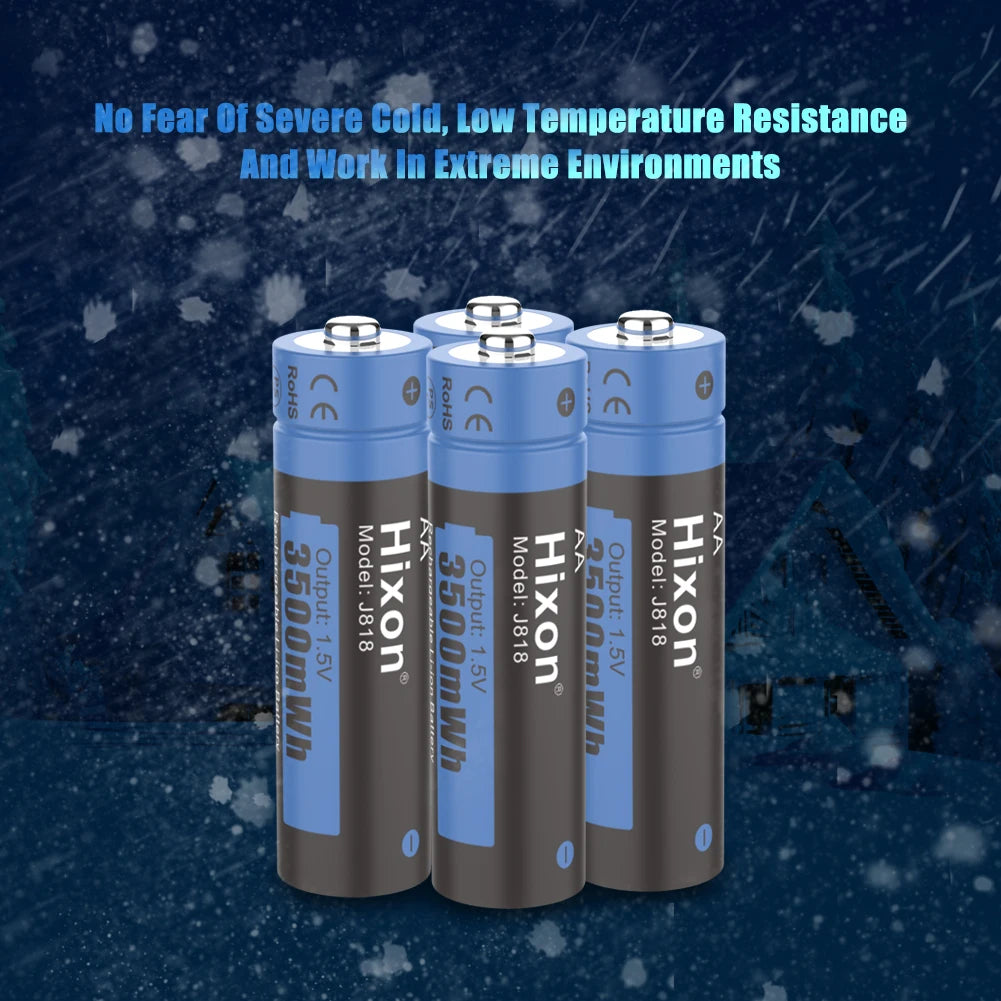 Hixon AA Li-ion Rechargeable Batteries  1.5V High Capacity of 3500mWh Super Durable, Good Energy Storage, Fast Discharge