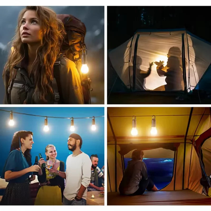 Solar Powered LED Lamp Bulbs Outdoor USB Charging Camping Light BBQ Atmosphere Night Lights Waterproof Flashlight Essentials