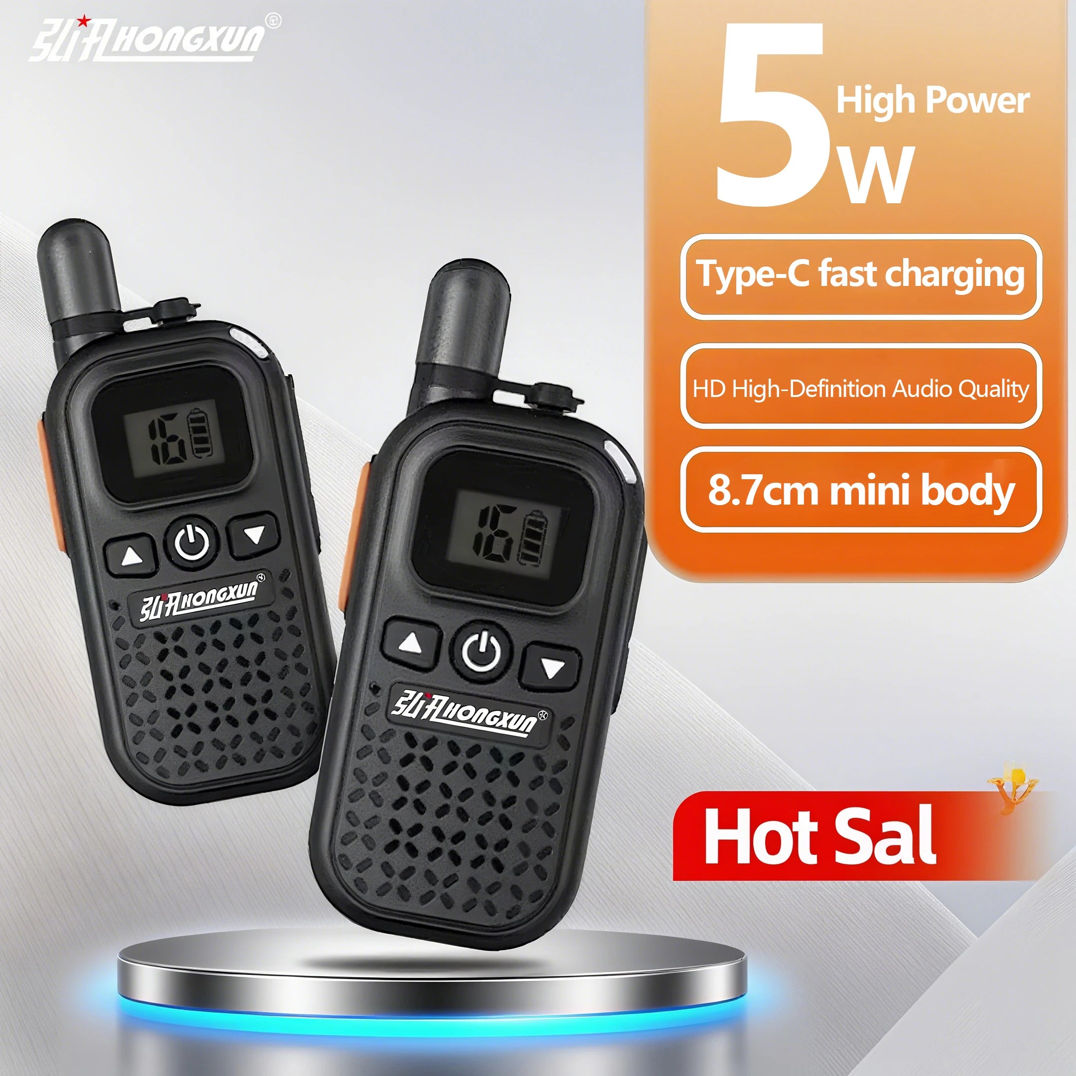 HX-928 5W Walkie Talkie HD Clear Sound Type-C Charging 8.7cm Mini Construction Family Hot Sale FOR daily use