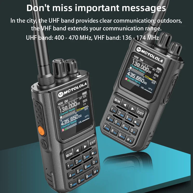 MOTOLOLA walkie talkie 15W multi band Bluetooth Programming Noise Reduction  AM FM amateur radio  Camping walkie talkie