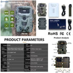 Outdoor 2.7K Wireless Trail Camera Hunting Cameras With Screen Wildlife Surveillance Night Vision Tracking Photo Trap Cams