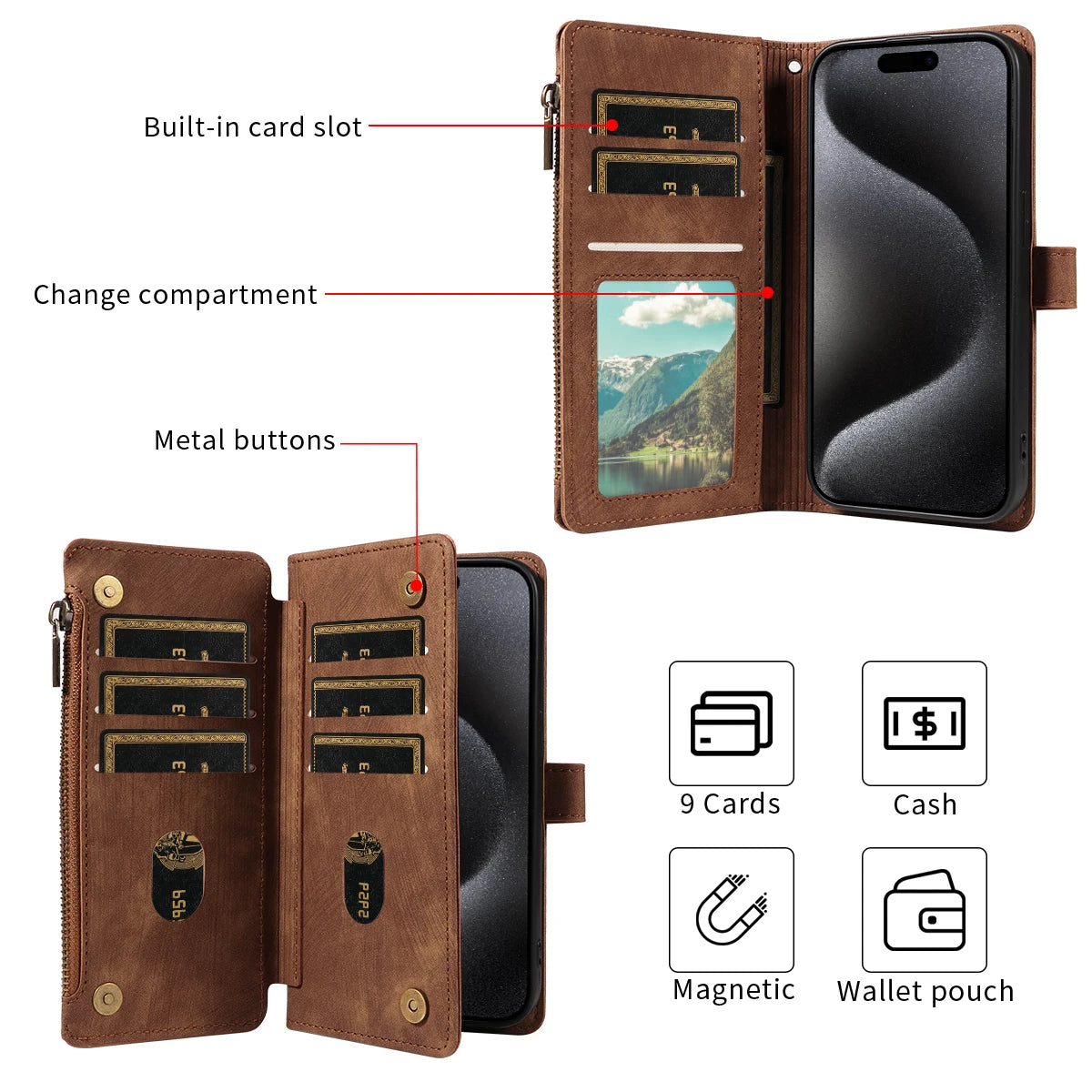 Vintage Faux Leather Case for Samsung GalaxyA235G A24 A25 A31 A32 A33 A34 A35 A50 A51 A52 A53 A54 Flip Wallet Style Phone Case
