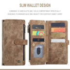 Flip Leather Phone Case For Samsung Galaxy S25 Edge S24 Ultra S23 FE S22 S21 S20 Plus Note 20 A16 A56 Zipper Wallet Card Cover