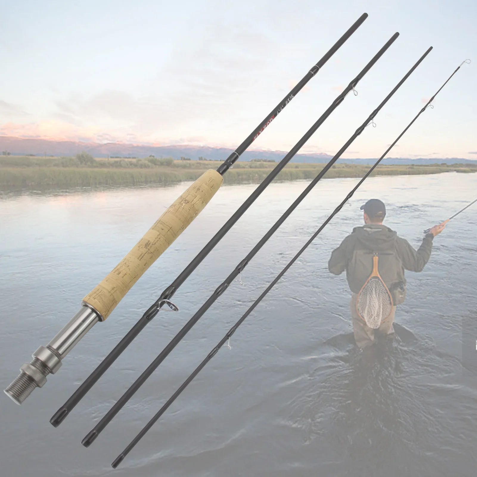 Mavllos Sneak Fishing Fly Rod 6.5ftT 8ft 9ft  Cork Handle Light Lake River 40T Carbon Fiber Fly Rod For Trout and Bass