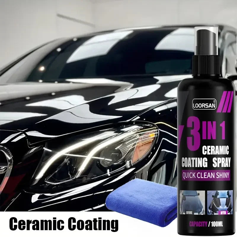 Automotive 3-in-1 ceramic coating spray - advanced nano polishing, hydrophobic layer, high gloss, protection and beautification,