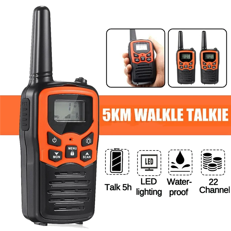 2Pcs Handheld Walkie Talkie Radio Dual Band Long Range Communication Transceiver